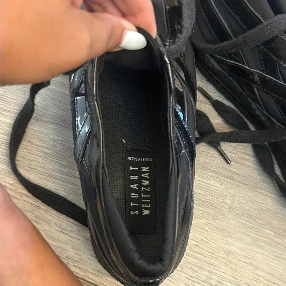Stuart Weitzman Vintage Y2K Glossy Black Sneakers Sz 6.5